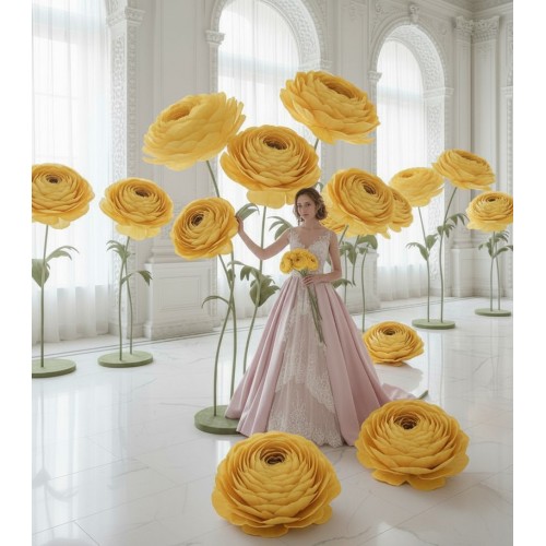 Ростовой цветок из бумаги "Ранункулюс желтый"